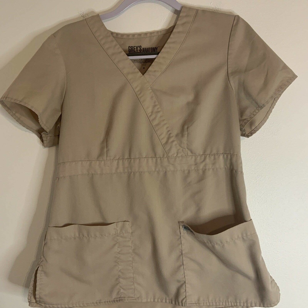 Grey's Anatomy By Barco Nude Mock Neck Scrub Top Medical Uniform Medium